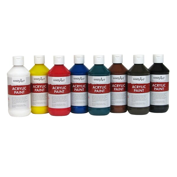 Acrylic Paint, 8oz, Primary 8-Color Set